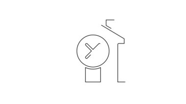 Siyah çizgi Beyaz arkaplanda ev simgesi yok. Emlakçı ya da köy elit sınıfı. 4K Video hareketli grafik canlandırması.