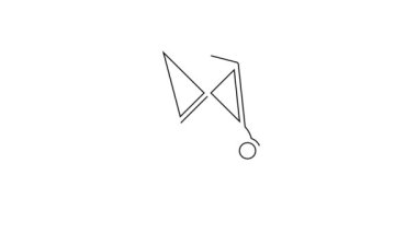 Siyah çizgi Kite simgesi beyaz arkaplanda izole edildi. 4K Video hareketli grafik canlandırması.