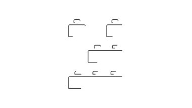 Beyaz arka planda izole edilmiş çocuk simgesi için siyah çizgi oyuncakları. 4K Video hareketli grafik canlandırması.