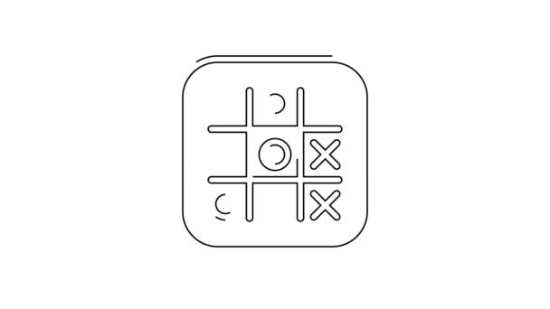 Czarna Linia Tic Tac Toe Gry Ikona Izolowane Białym Tle — Wideo stockowe