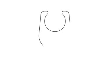 Siyah çizgi bebek önlüğü simgesi beyaz arkaplanda izole edildi. 4K Video hareketli grafik canlandırması.