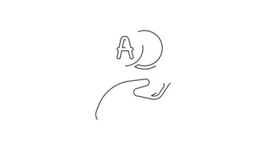 Siyah çizgi Atom simgesi beyaz arkaplanda izole edildi. Bilimin, eğitimin, nükleer fiziğin, bilimsel araştırmaların sembolü. 4K Video hareketli grafik canlandırması.