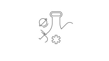 Siyah çizgi ilaç hapı ya da beyaz arkaplanda izole edilmiş tablet ikonu. Kapsül hapı ve uyuşturucu işareti. Eczane tasarımı. 4K Video hareketli grafik canlandırması.