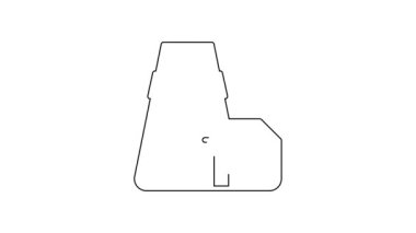 Siyah hat elektrik santrali ve fabrika ikonu beyaz arka planda izole edildi. Enerji endüstrisi konsepti. 4K Video hareketli grafik canlandırması.