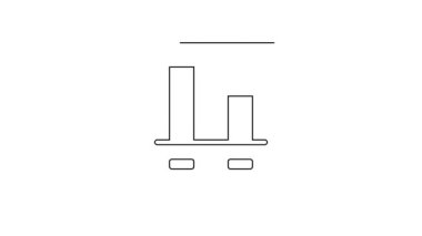 Siyah çizgi grafiği, grafik, diyagram, beyaz arkaplanda izole edilmiş bilgi simgesi. 4K Video hareketli grafik canlandırması.
