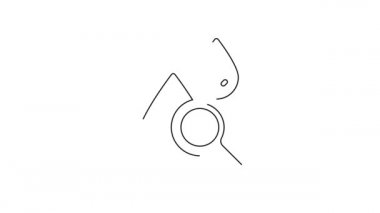 Siyah çizgi düşüşü ve büyüteç simgesi beyaz arkaplanda izole edildi. 4K Video hareketli grafik canlandırması.