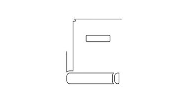 Siyah çizgi bilim kitabı simgesi beyaz arkaplanda izole edildi. 4K Video hareketli grafik canlandırması.