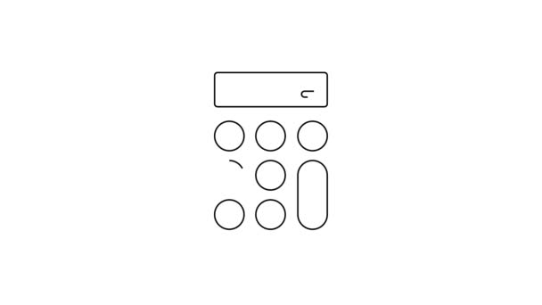 Icono Calculadora Línea Negra Aislado Sobre Fondo Blanco Símbolo Contable — Vídeo de stock