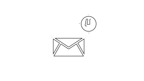 黑线信封图标孤立在白色背景上 收到消息的概念 电子邮件进来的消息 Sms 邮件递送服务 4K视频运动图形动画 — 图库视频影像