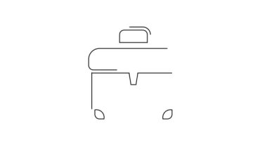 Beyaz arkaplanda siyah çizgi evrak çantası simgesi izole edildi. İş ilanı. İş portföyü. 4K Video hareketli grafik canlandırması.