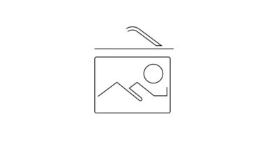 Beyaz arkaplanda siyah çizgi resim ikonu izole edildi. 4K Video hareketli grafik canlandırması.