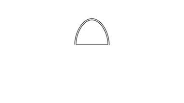 Beyaz arka planda izole edilmiş bir simgede siyah çizgi tavuk yumurtası. 4K Video hareketli grafik canlandırması.