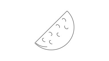 Siyah çizgi karpuz simgesi beyaz arkaplanda izole edildi. 4K Video hareketli grafik canlandırması.