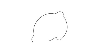 Beyaz arkaplanda siyah çizgi limon simgesi izole edildi. 4K Video hareketli grafik canlandırması.