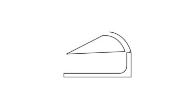 Siyah çizgi kirazlı cheesecake dilimi ve beyaz arka planda izole meyve ikonu. 4K Video hareketli grafik canlandırması.