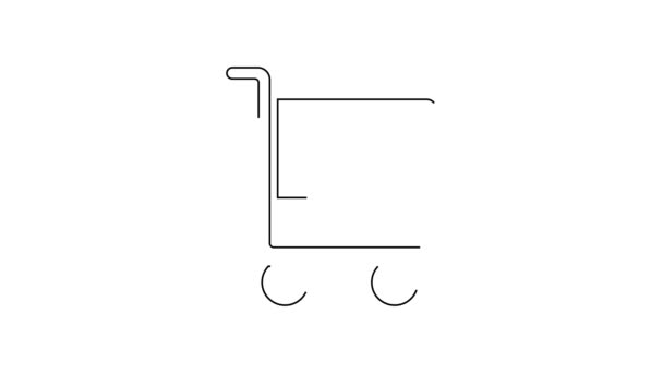 黑线购物车图标隔离在白色背景 网上购物的概念 送货服务标志 超级市场篮子的象征 4K视频运动图形动画 — 图库视频影像