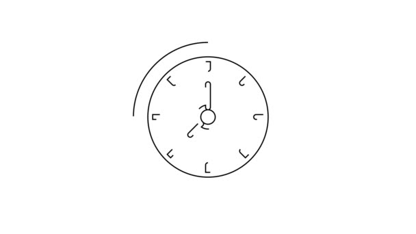 Linha Preta Ícone Relógio Isolado Fundo Branco Símbolo Temporal Animação — Vídeo de Stock