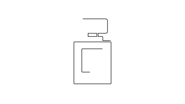 Černá Čára Parfém Ikona Izolované Bílém Pozadí Grafická Animace Pohybu — Stock video
