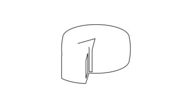 Siyah çizgi peynir simgesi beyaz arkaplanda izole edilmiş. 4K Video hareketli grafik canlandırması.