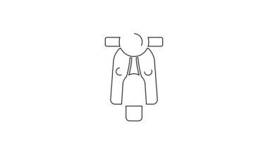 Siyah çizgi Scooter simgesi beyaz arkaplanda izole edildi. 4K Video hareketli grafik canlandırması.