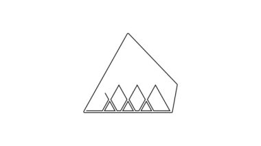 Siyah çizgi Louvre cam piramit ikonu beyaz arkaplanda izole edilmiş. Louvre Müzesi. 4K Video hareketli grafik canlandırması.