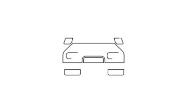 Siyah çizgi araba simgesi beyaz arkaplanda izole edildi. 4K Video hareketli grafik canlandırması.