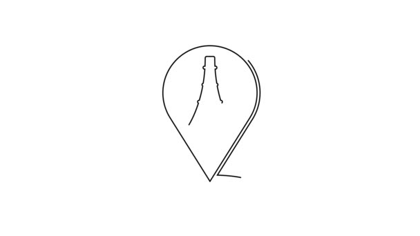 黑线埃菲尔铁塔图标孤立在白色背景 法国巴黎的标志性标志 4K视频运动图形动画 — 图库视频影像