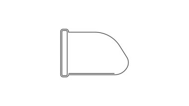 Siyah hat tren ve demiryolu ikonu beyaz arka planda izole edildi. Toplu taşıma sembolü. Metro treni nakliyesi. Metro yeraltı. 4K Video hareketli grafik canlandırması.