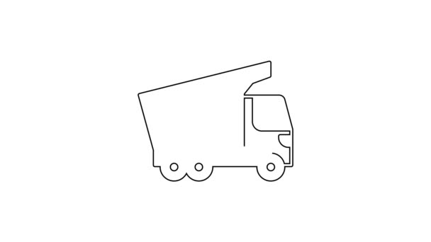 Czarna Linia Dostawa Pojazdu Ciężarowego Ikona Odizolowany Białym Tle Animacja — Wideo stockowe