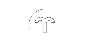 Siyah çizgi Aries burç simgesi beyaz arkaplanda izole edildi. Astrolojik yıldız falı koleksiyonu. 4K Video hareketli grafik canlandırması.