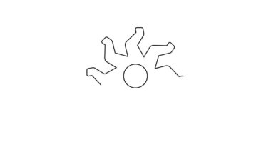 Siyah çizgi Sun simgesi beyaz arkaplanda izole edildi. 4K Video hareketli grafik canlandırması.