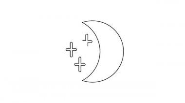 Güneş tutulmasının siyah çizgisi beyaz zemin üzerinde izole edilmiş. Tam sonar tutulması. 4K Video hareketli grafik canlandırması.