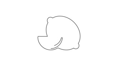 Beyaz arkaplanda siyah çizgi limon simgesi izole edildi. 4K Video hareketli grafik canlandırması.