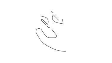 Beyaz arkaplanda siyah çizgi çay yaprağı ikonu var. Çay yaprakları. 4K Video hareketli grafik canlandırması.