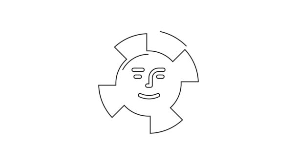 Czarna Linia Ikona Słońca Izolowana Białym Tle Animacja Graficzna Ruchu — Wideo stockowe