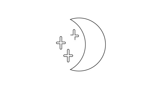 Svart Linje Eclipse Solen Ikonen Isolerad Vit Bakgrund Total Ekolod — Stockvideo