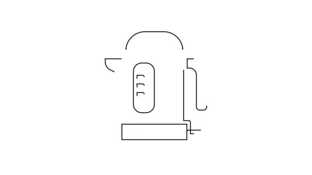 Czarna Linia Ikona Czajnika Elektrycznego Izolowana Białym Tle Ikona Czajnika — Wideo stockowe