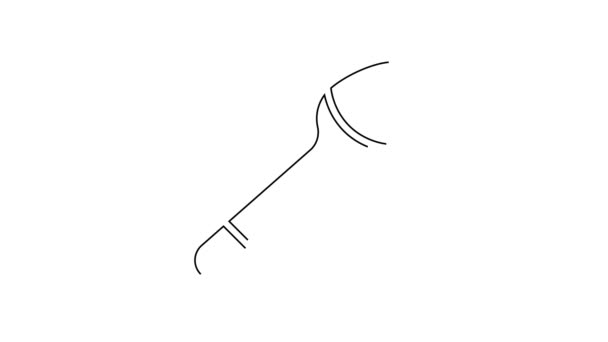 黑线Teaspoon图标孤立在白色背景 餐具的标志 4K视频运动图形动画 — 图库视频影像