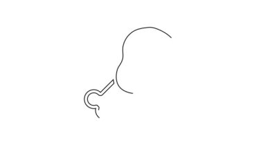 Siyah çizgi tavuk budu ikonu beyaz arkaplanda izole edildi. Tavuk budu. 4K Video hareketli grafik canlandırması.