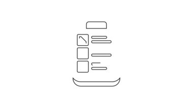 Siyah çizgi Psikolojik test ikonu beyaz arka planda izole edildi. 4K Video hareketli grafik canlandırması.