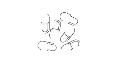 Siyah çizgi ilaç hapı ya da beyaz arkaplanda izole edilmiş tablet ikonu. Kapsül hapı ve uyuşturucu işareti. Eczane tasarımı. 4K Video hareketli grafik canlandırması.