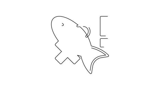 Black Line Fish Icon Isolated White Background Video Motion Graphic — Stockvideo
