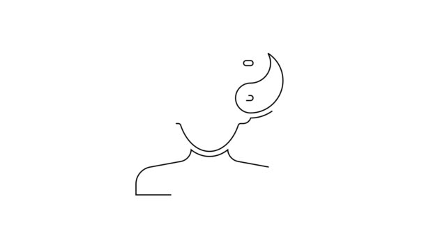 Ligne Noire Yin Yang Symbole Harmonie Icône Équilibre Isolé Sur — Video