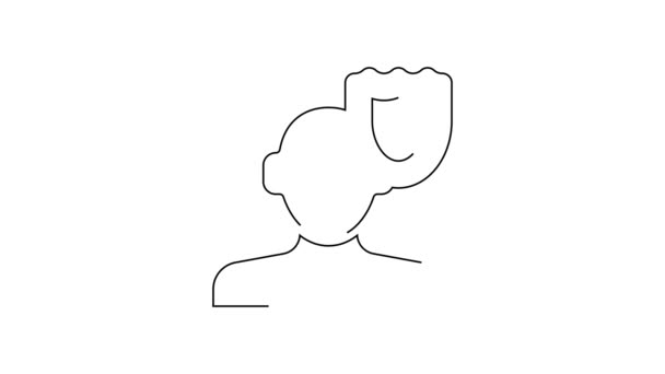 白い背景に隔離された黒い線の心理学アイコン Psiのシンボル 精神保健の概念 精神分析と精神療法 4Kビデオモーショングラフィックアニメーション — ストック動画