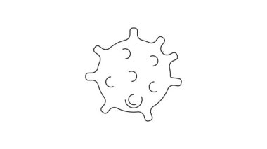 Siyah çizgi bakteri simgesi beyaz arkaplanda izole edildi. Bakteriler ve mikroorganizmalar, sebep olan mikroorganizma hastalıkları, hücre kanseri, mikrop, virüs, mantar. 4K Video hareketli grafik canlandırması.