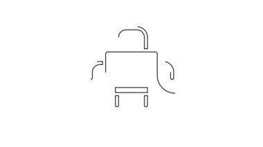 Siyah çizgi mutfak önlüğü simgesi beyaz arkaplanda izole edildi. Yemek pişirmek için şef üniforması. 4K Video hareketli grafik canlandırması.