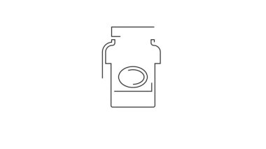 Siyah çizgi reçel kavanozu simgesi beyaz arkaplanda izole edildi. 4K Video hareketli grafik canlandırması.