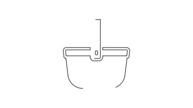 Siyah çizgi piknik sepeti simgesi beyaz arkaplanda izole edildi. 4K Video hareketli grafik canlandırması.