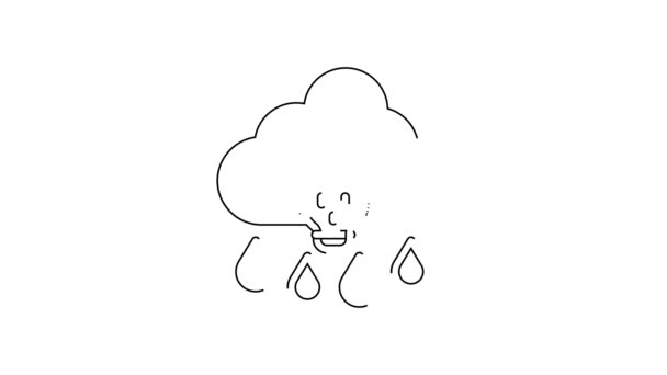 黑线酸雨和放射性云彩图标隔离在白色背景上 有毒空气污染对环境的影响 4K视频运动图形动画 — 图库视频影像