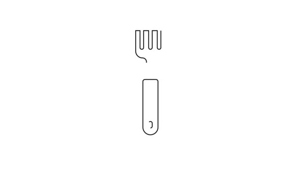Black Line Fork Icon Isolated White Background Cutlery Symbol Video — Stock Video